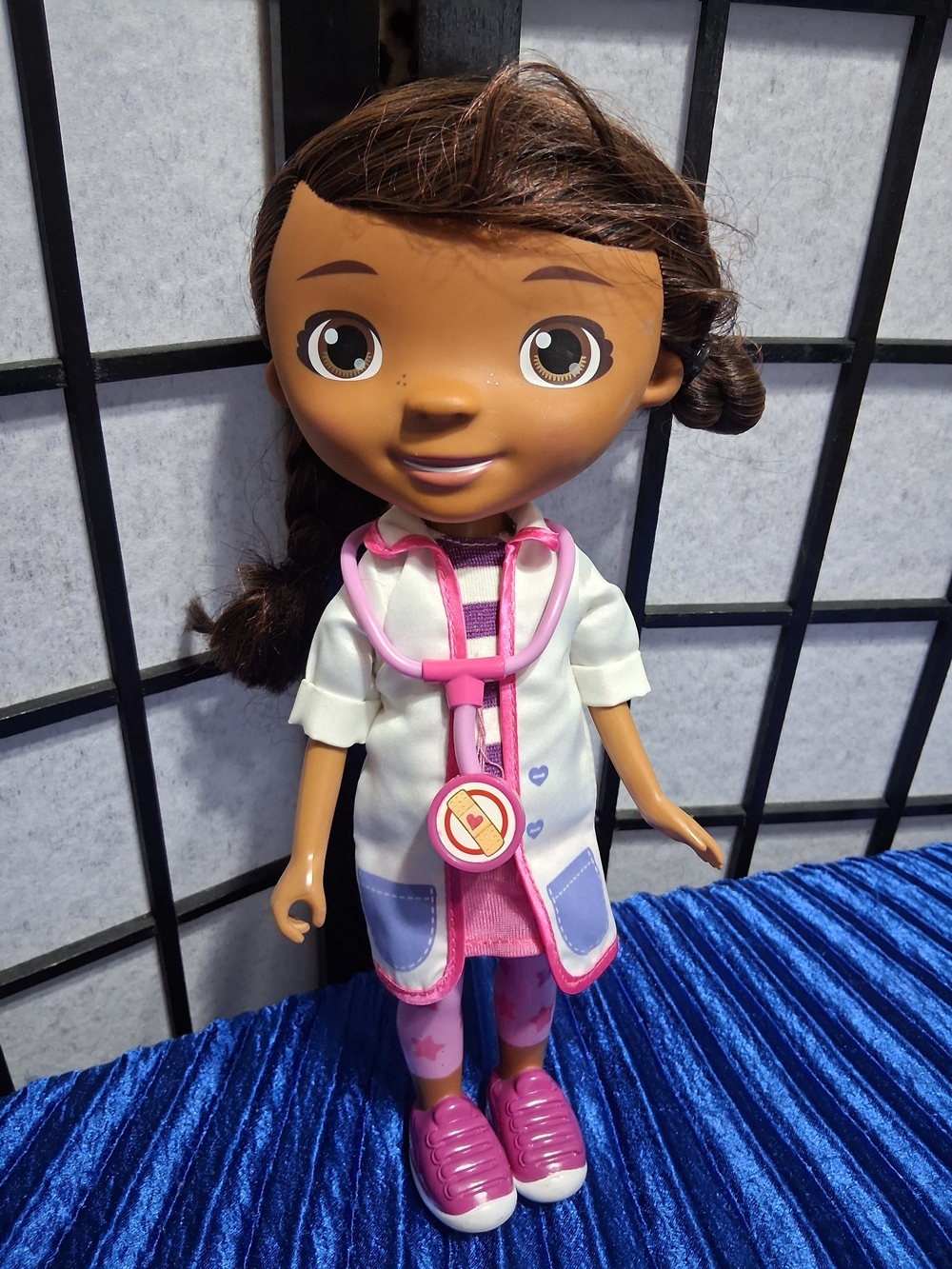 Kids Medical Play Doll with Pink Stethoscope and Purple Outfit